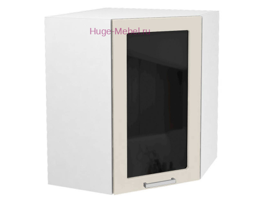 Угловой шкаф подвесной со стеклом 600 Катрин (крем)