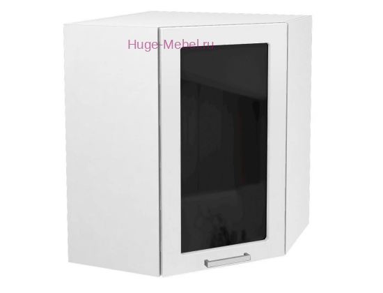 Угловой шкаф подвесной со стеклом 600 Катрин (софт вайт)