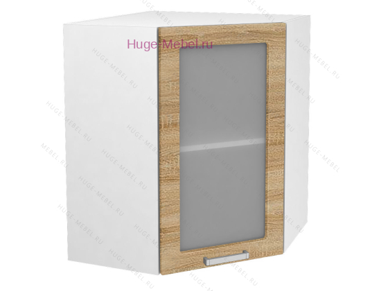 Угловой шкаф подвесной со стеклом 600 Бетон (дуб сонома)