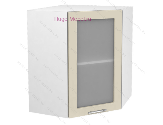 Угловой шкаф подвесной со стеклом 600 Ксения (ваниль)