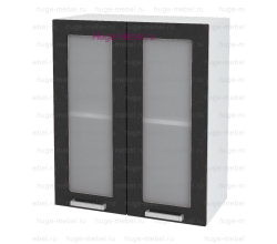 Кухонный шкаф верхний со стеклом 600 Бетон (бетон чёрный)