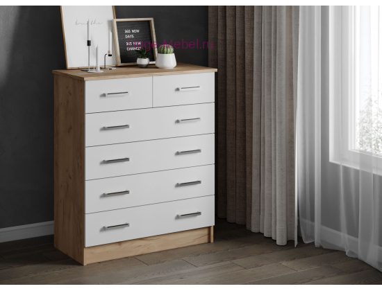 Комод "Катрин 5 белый/крафт"