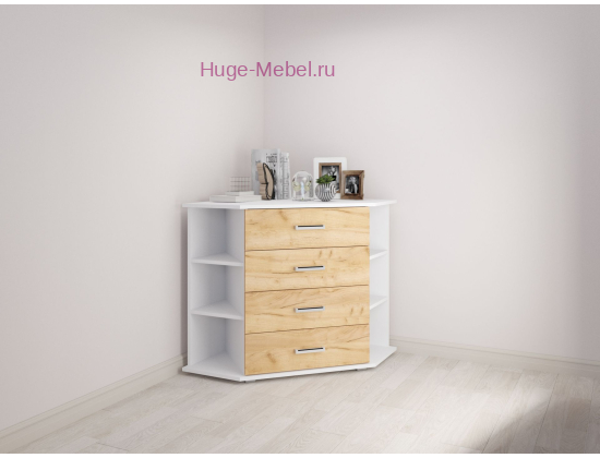 Угловой комод "Катрин 7 белый/крафт"