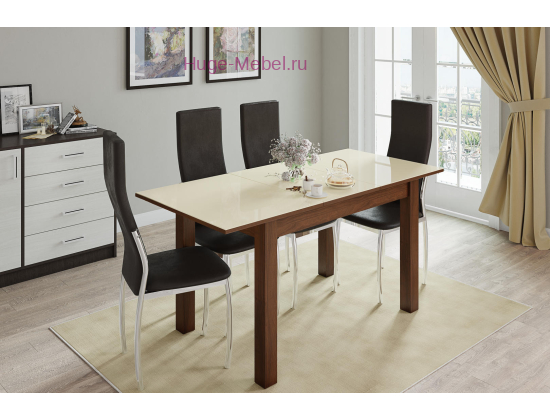 Раскладной стол "Бруно" 100х60 см орех шоколадный/лакобель ваниль