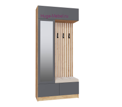 Прихожая "Руэлла" центральная секция графит +дуб крафт