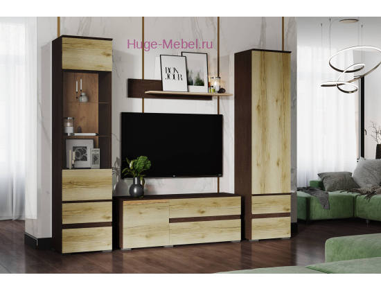 Стенка в гостиную "Плейона" венге