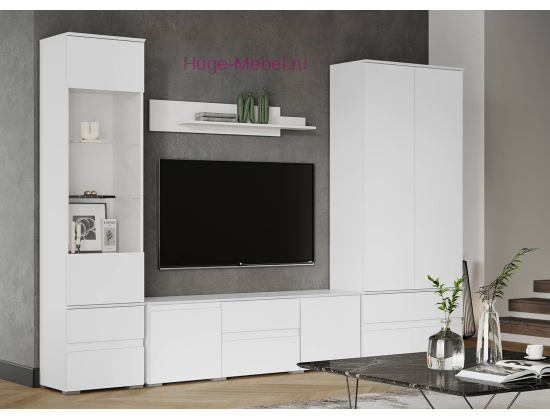 Стенка в гостиную "Плейона" белая