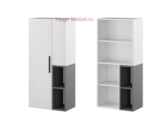 Шкаф-пенал настенный "Альберо" графит+белый