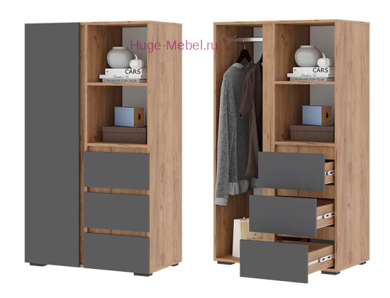 Шкаф детский "Хелен ШК 03" графит+крафт