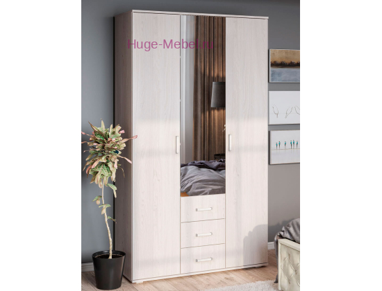 Шкаф 3-х створчатый "Белла" ясень белый