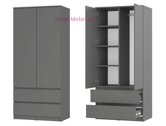 Шкаф 2-х створчатый "Симпл" графит