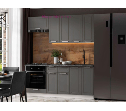 Кухня 1.8 метра "Альфа" вулкан/корпус белый +столешница кастилло