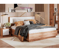 Двуспальная кровать 160х200 "Орегон КР 02" белый+ дуб крафт