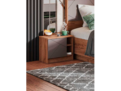 Прикроватная тумба "Орегон" асфальт +дуб крафт