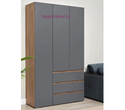 Шкаф 3-х створчатый с ящиками "Хелен ШК 06" графит +вотан