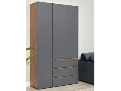 Шкаф 3-х створчатый с ящиками "Хелен ШК 06" графит +вотан Шкаф 3-х створчатый с ящиками "Хелен ШК 06" графит +вотан