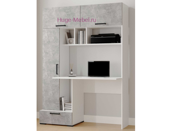 Стол компьютерный "Квартет-11" ателье светлое/белый