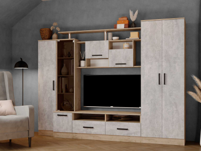 Гостиная Оскар-5 крафт серый +цемент Гостиная Оскар-5 крафт серый +цемент