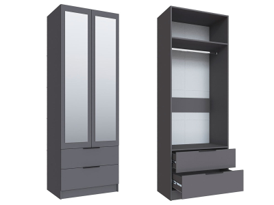 Шкаф 80 см с 2 ящиками и зеркалом "Мадрид" графит Шкаф 80 см с 2 ящиками и зеркалом "Мадрид" графит