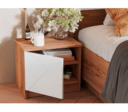 Прикроватная тумба "Орегон" белый +дуб крафт