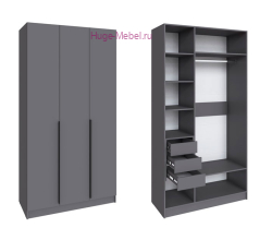 Шкаф "Мадрид" 1,2 м с 3 ящиками внутри без зеркала графит