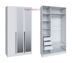 Шкаф "Мадрид" 1,2 м с 3 ящиками внутри с зеркалом белый