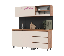 Готовая кухня 1.7 метра "Хелен" кашемир/крафт табачный