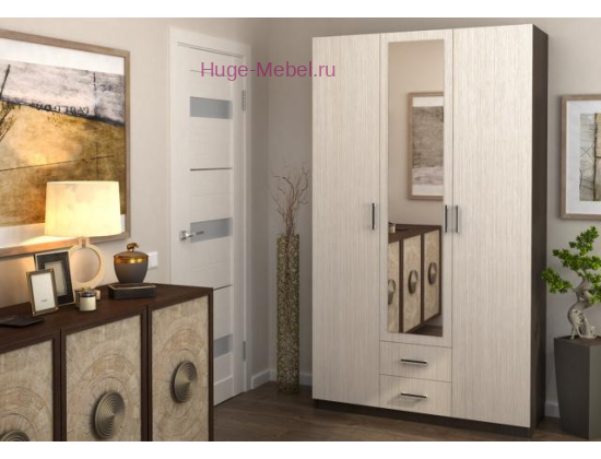 Шкаф 3-х створчатый Трио венге/дуб