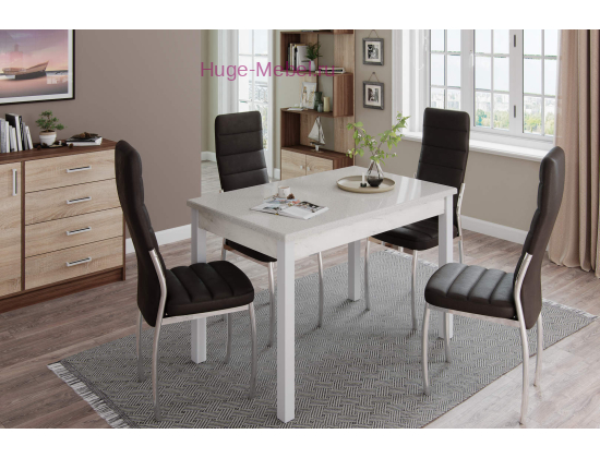 Стол обеденный "Бостон-2" металл белый/белый гранит