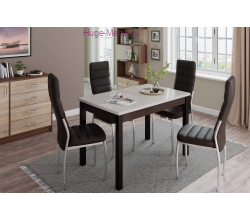 Стол обеденный "Бостон-2" металл черный/белый гранит